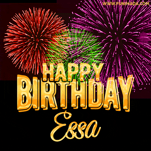 Wishing You A Happy Birthday, Essa! Best fireworks GIF animated greeting card.