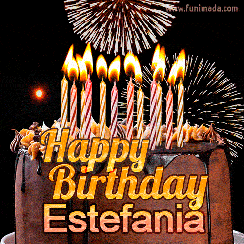 Chocolate Happy Birthday Cake for Estefania (GIF)