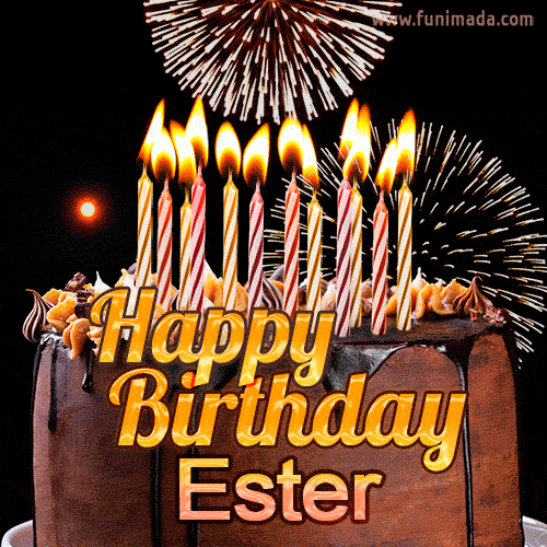 Chocolate Happy Birthday Cake for Ester (GIF)