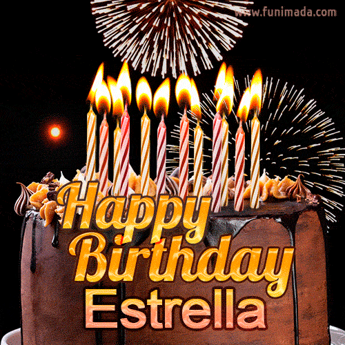 Chocolate Happy Birthday Cake for Estrella (GIF)