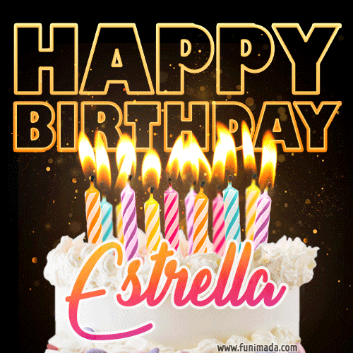 Estrella - Animated Happy Birthday Cake GIF Image for WhatsApp