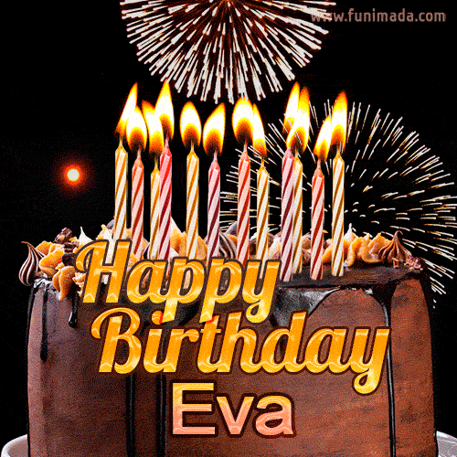 Chocolate Happy Birthday Cake for Eva (GIF)