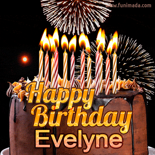Chocolate Happy Birthday Cake for Evelyne (GIF)