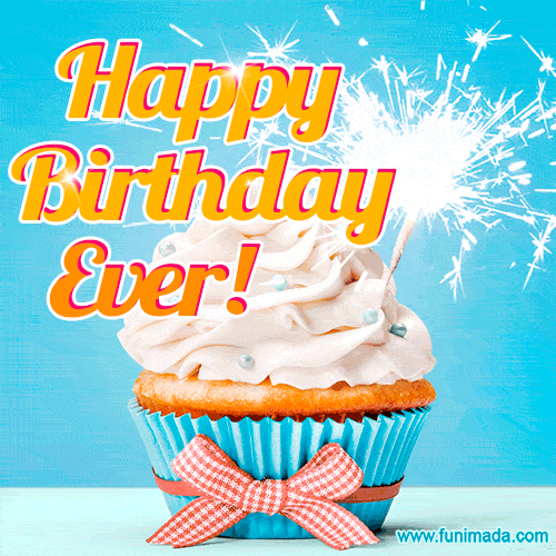 Happy Birthday, Ever! Elegant cupcake with a sparkler.
