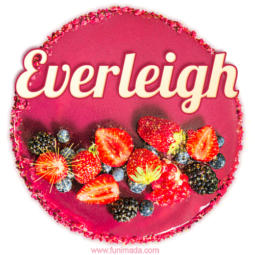 Happy Birthday Cake with Name Everleigh - Free Download