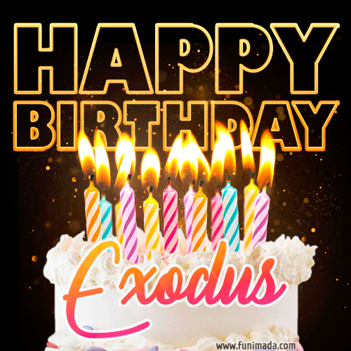 Exodus - Animated Happy Birthday Cake GIF for WhatsApp