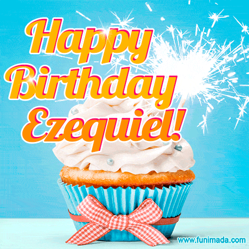 Happy Birthday, Ezequiel! Elegant cupcake with a sparkler.