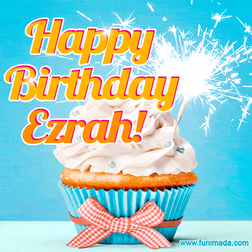 Happy Birthday, Ezrah! Elegant cupcake with a sparkler.