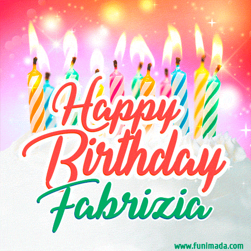 Happy Birthday GIF for Fabrizia with Birthday Cake and Lit Candles