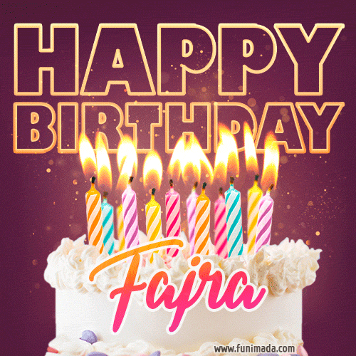Fajra - Animated Happy Birthday Cake GIF Image for WhatsApp