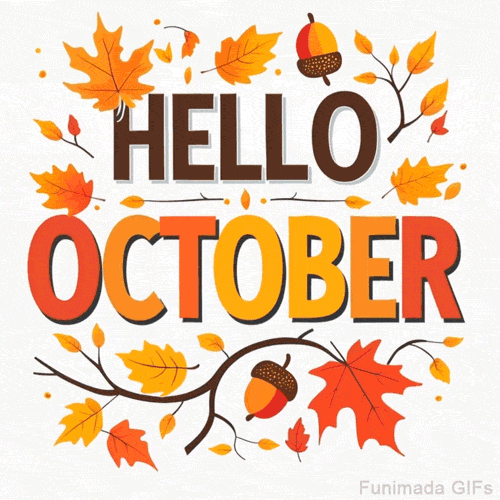 Vibrant Hello October GIF With Falling Leaves Download On Funimada