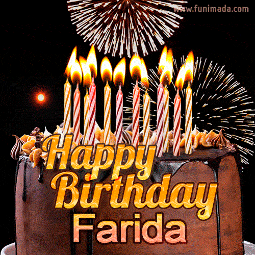Chocolate Happy Birthday Cake for Farida (GIF)