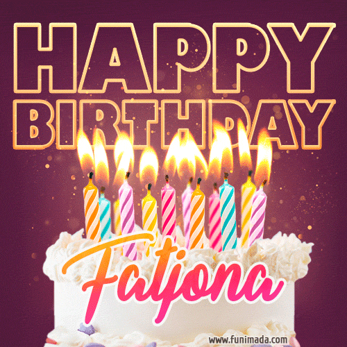 Fatjona - Animated Happy Birthday Cake GIF Image for WhatsApp