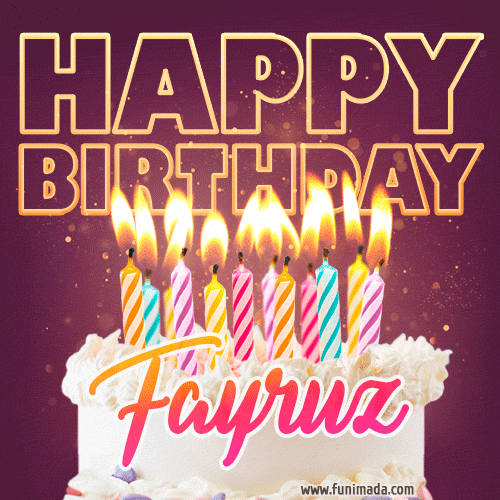 Fayruz - Animated Happy Birthday Cake GIF Image for WhatsApp