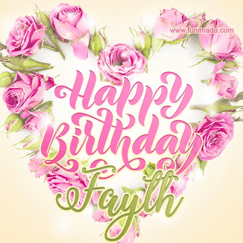 Pink rose heart shaped bouquet - Happy Birthday Card for Fayth