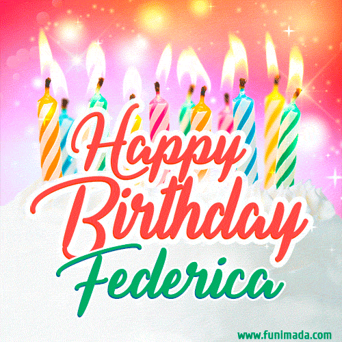 Happy Birthday GIF for Federica with Birthday Cake and Lit Candles