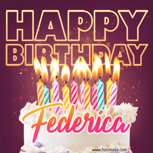 Federica - Animated Happy Birthday Cake GIF Image for WhatsApp