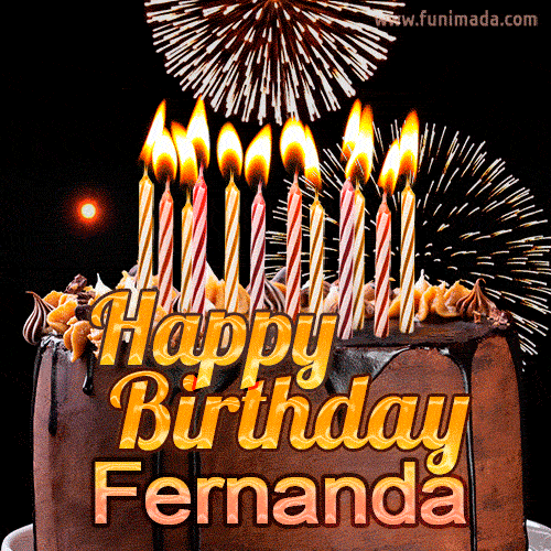 Chocolate Happy Birthday Cake for Fernanda (GIF)