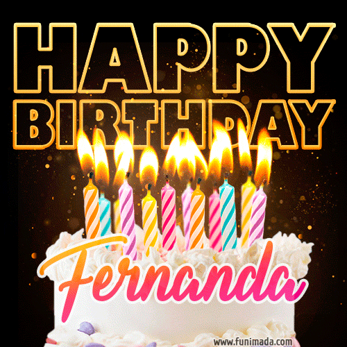 Fernanda - Animated Happy Birthday Cake GIF Image for WhatsApp