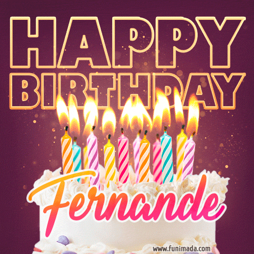 Fernande - Animated Happy Birthday Cake GIF Image for WhatsApp