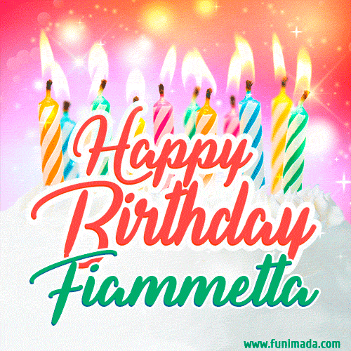 Happy Birthday GIF for Fiammetta with Birthday Cake and Lit Candles
