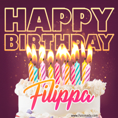 Filippa - Animated Happy Birthday Cake GIF Image for WhatsApp