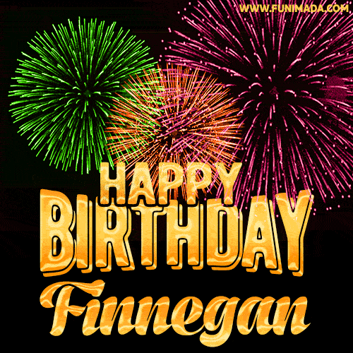 Wishing You A Happy Birthday, Finnegan! Best fireworks GIF animated greeting card.