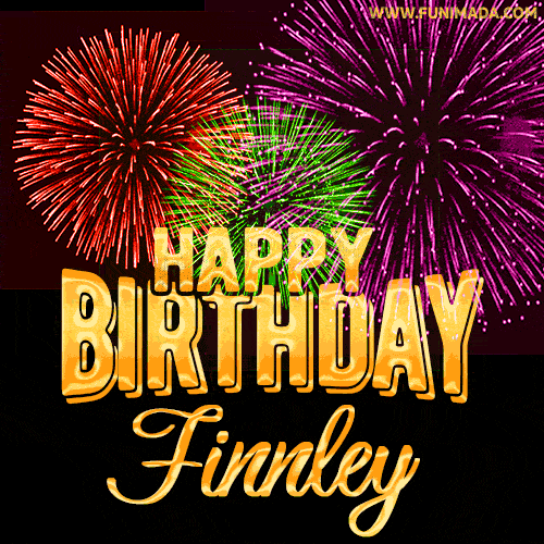 Wishing You A Happy Birthday, Finnley! Best fireworks GIF animated greeting card.