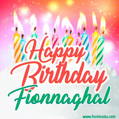 Happy Birthday GIF for Fionnaghal with Birthday Cake and Lit Candles