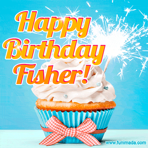 Happy Birthday, Fisher! Elegant cupcake with a sparkler.