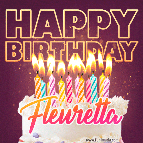 Fleuretta - Animated Happy Birthday Cake GIF Image for WhatsApp