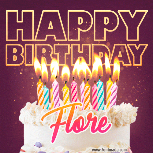Flore - Animated Happy Birthday Cake GIF Image for WhatsApp