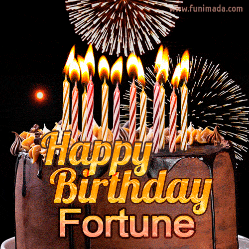 Chocolate Happy Birthday Cake for Fortune (GIF)