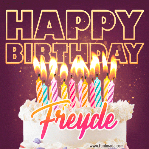 Freyde - Animated Happy Birthday Cake GIF Image for WhatsApp