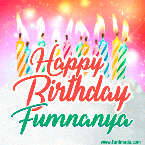 Happy Birthday GIF for Fumnanya with Birthday Cake and Lit Candles