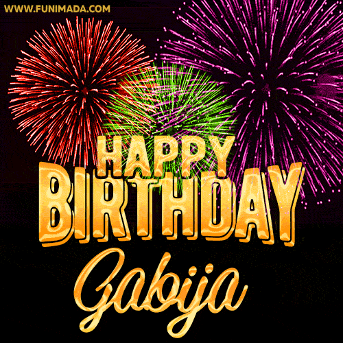 Wishing You A Happy Birthday, Gabija! Best fireworks GIF animated greeting card.