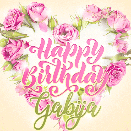 Pink rose heart shaped bouquet - Happy Birthday Card for Gabija