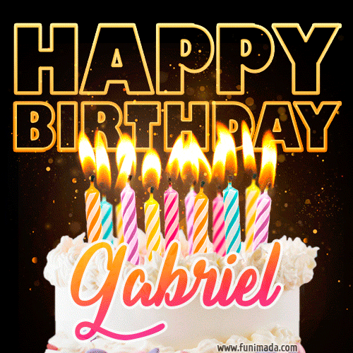 Gabriel - Animated Happy Birthday Cake GIF for WhatsApp