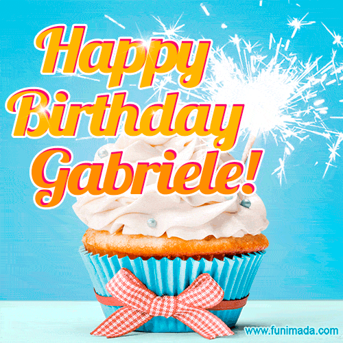 Happy Birthday, Gabriele! Elegant cupcake with a sparkler.