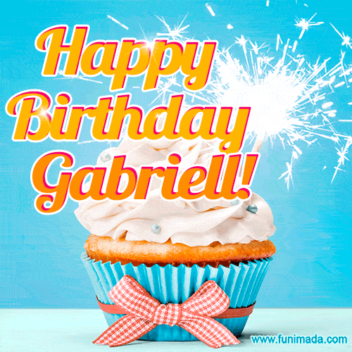 Happy Birthday, Gabriell! Elegant cupcake with a sparkler.