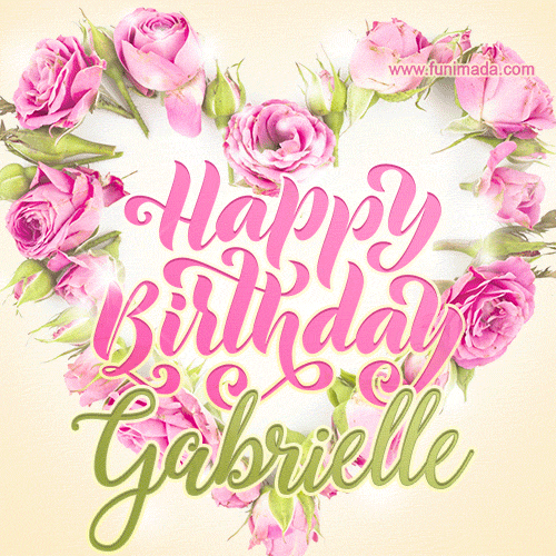 Pink rose heart shaped bouquet - Happy Birthday Card for Gabrielle