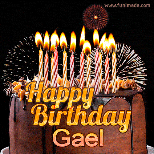 Chocolate Happy Birthday Cake for Gael (GIF)