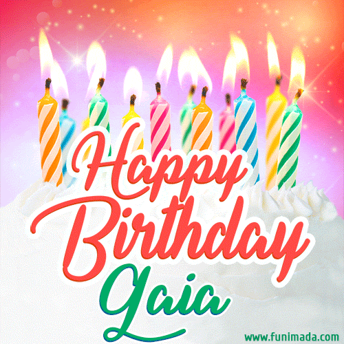 Happy Birthday GIF for Gaia with Birthday Cake and Lit Candles
