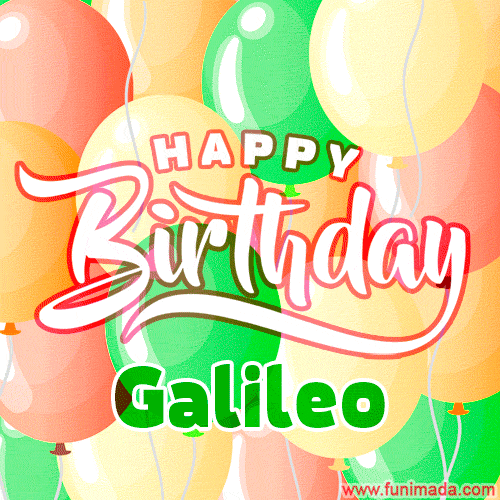 Happy Birthday Image for Galileo. Colorful Birthday Balloons GIF Animation.