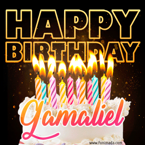 Gamaliel - Animated Happy Birthday Cake GIF for WhatsApp