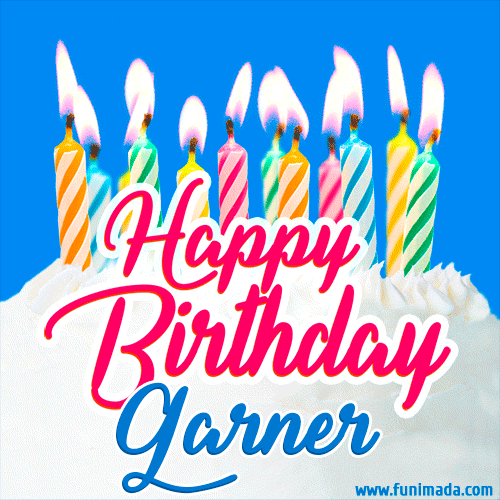 Happy Birthday GIF for Garner with Birthday Cake and Lit Candles