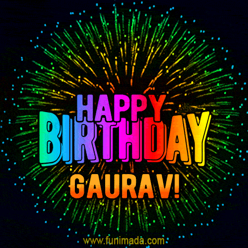 New Bursting with Colors Happy Birthday Gaurav GIF and Video with Music —  Download on 