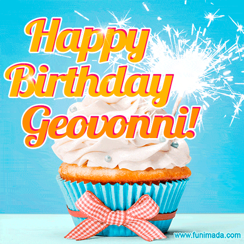 Happy Birthday, Geovonni! Elegant cupcake with a sparkler.