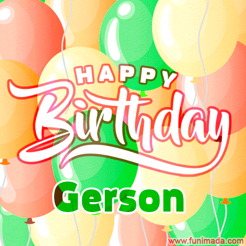 Happy Birthday Image for Gerson. Colorful Birthday Balloons GIF Animation.