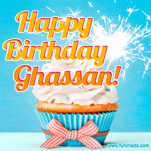 Happy Birthday, Ghassan! Elegant cupcake with a sparkler.